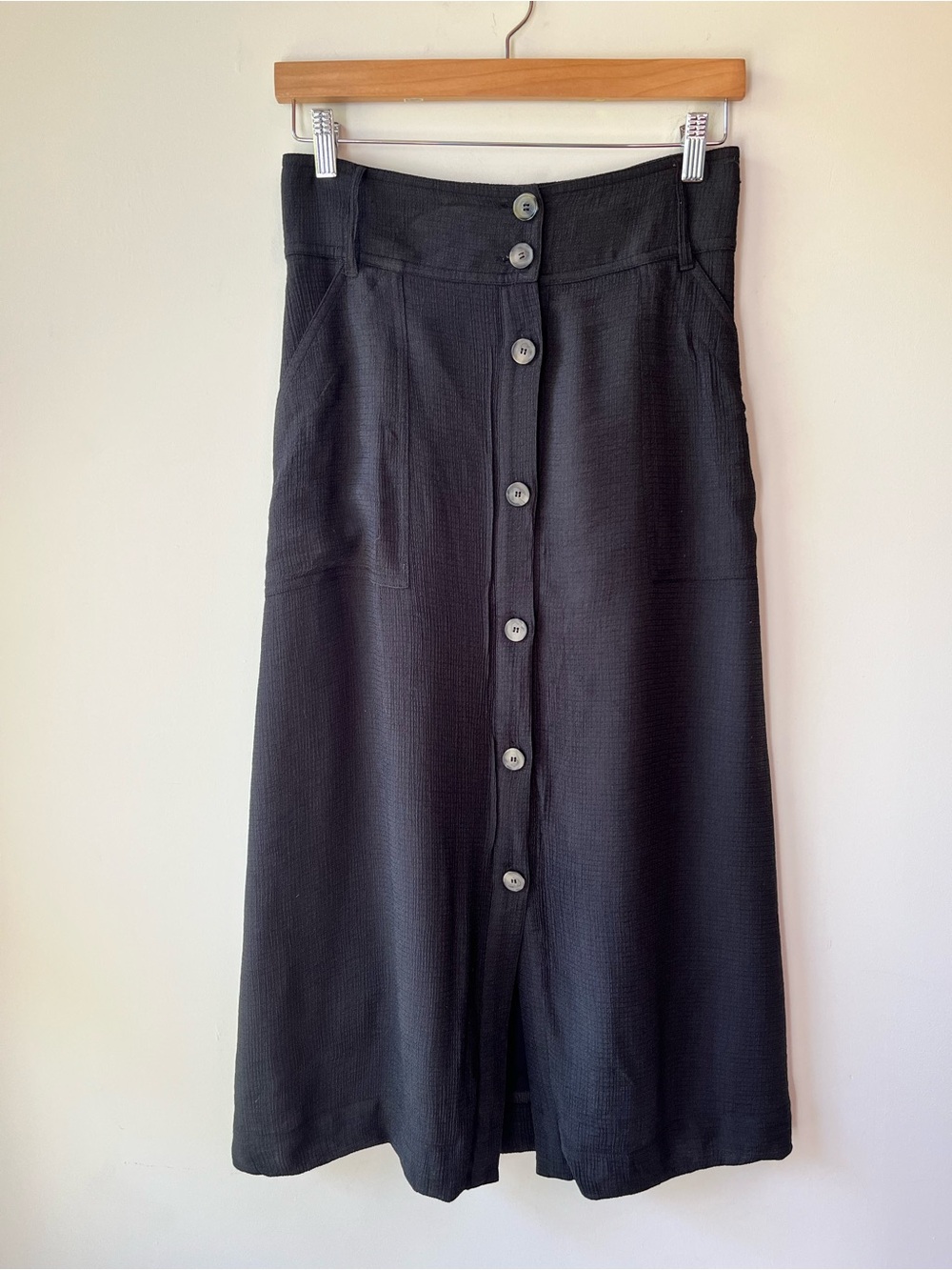 Brochu Walker Carpi Black Button-Front Midi Skirt S - Picture 2 of 7